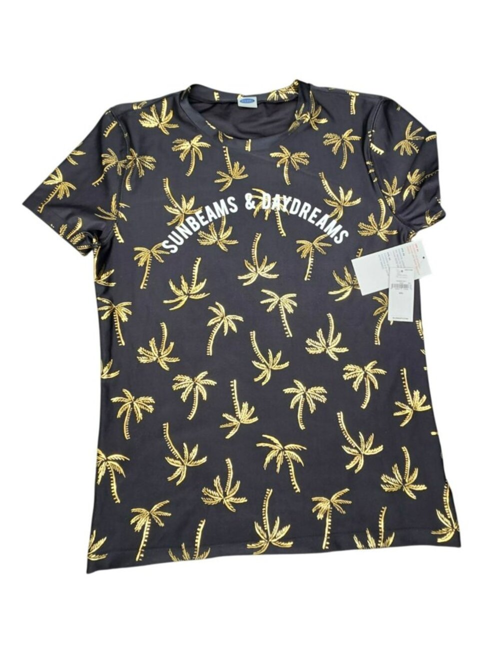 Girls Rashguard Sunbeams & Daydreams Black Gold Palm XXL UPF 40 JJ4251